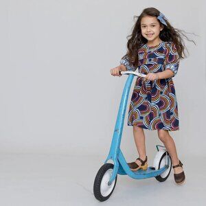 Pink Chicken Blue Rainbow Evelyn Colorful Patterned Dress